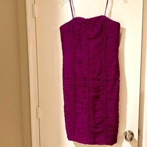 Carmen Marc Valvo Strapless Cocktail Dress, Plum, Size 6